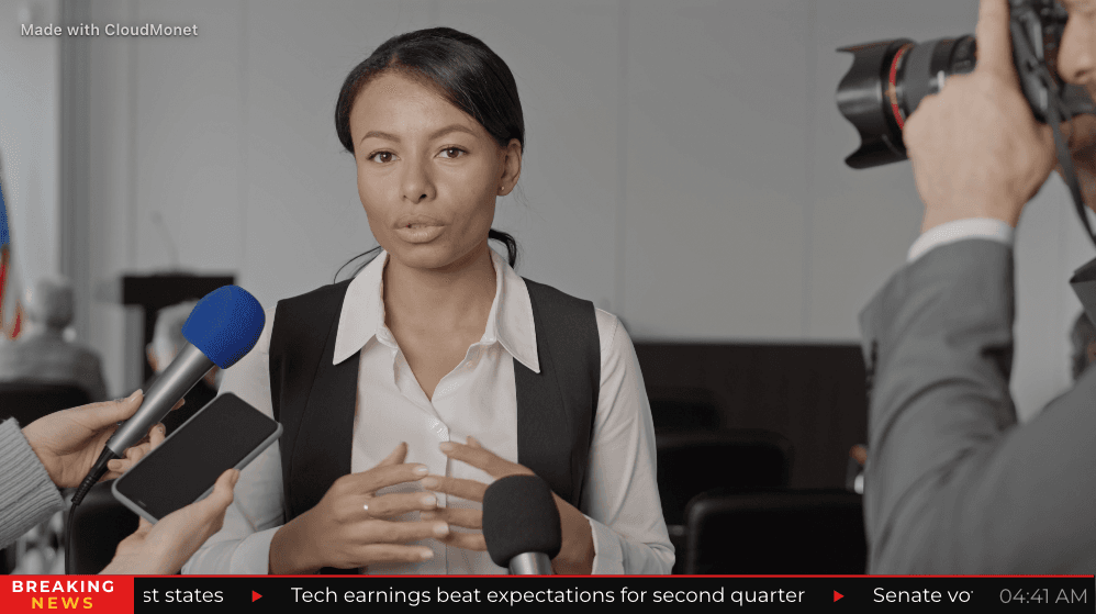 News ticker overlay on a live stream