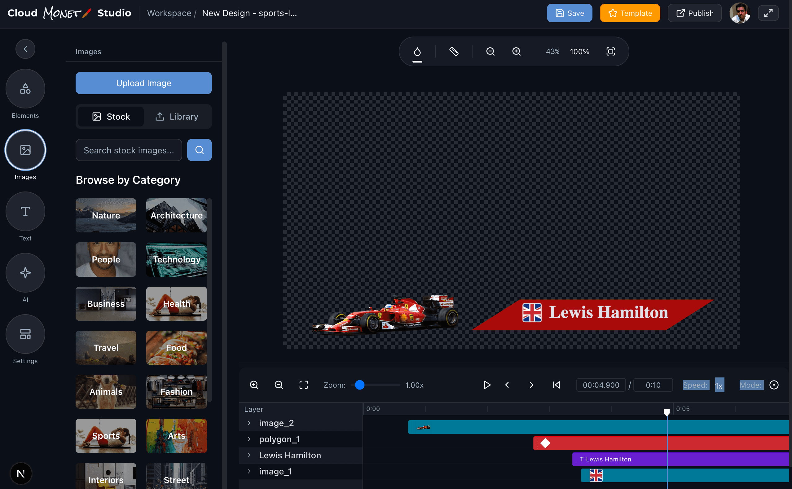 CloudMonet Studio editor interface
