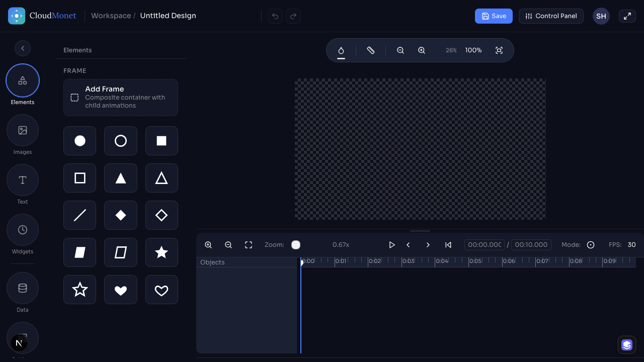 Blank CloudMonet design editor